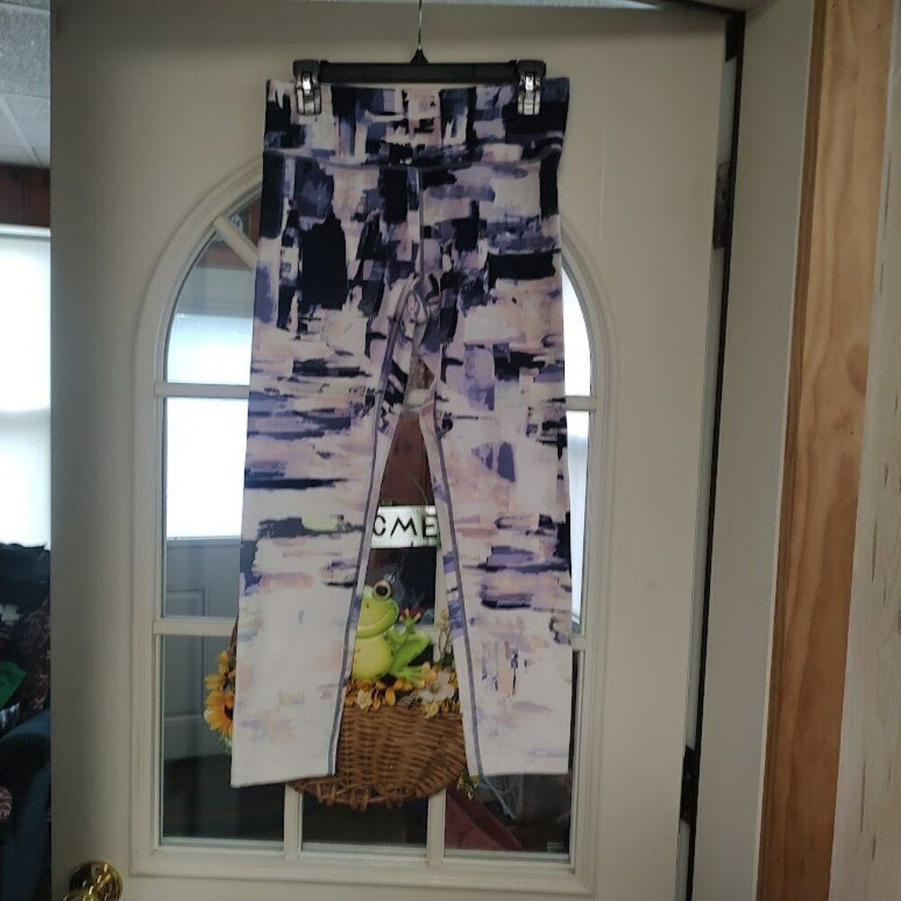 Calvin Klein Performance Wicking Blue White Multi-Color Leggings Women's M